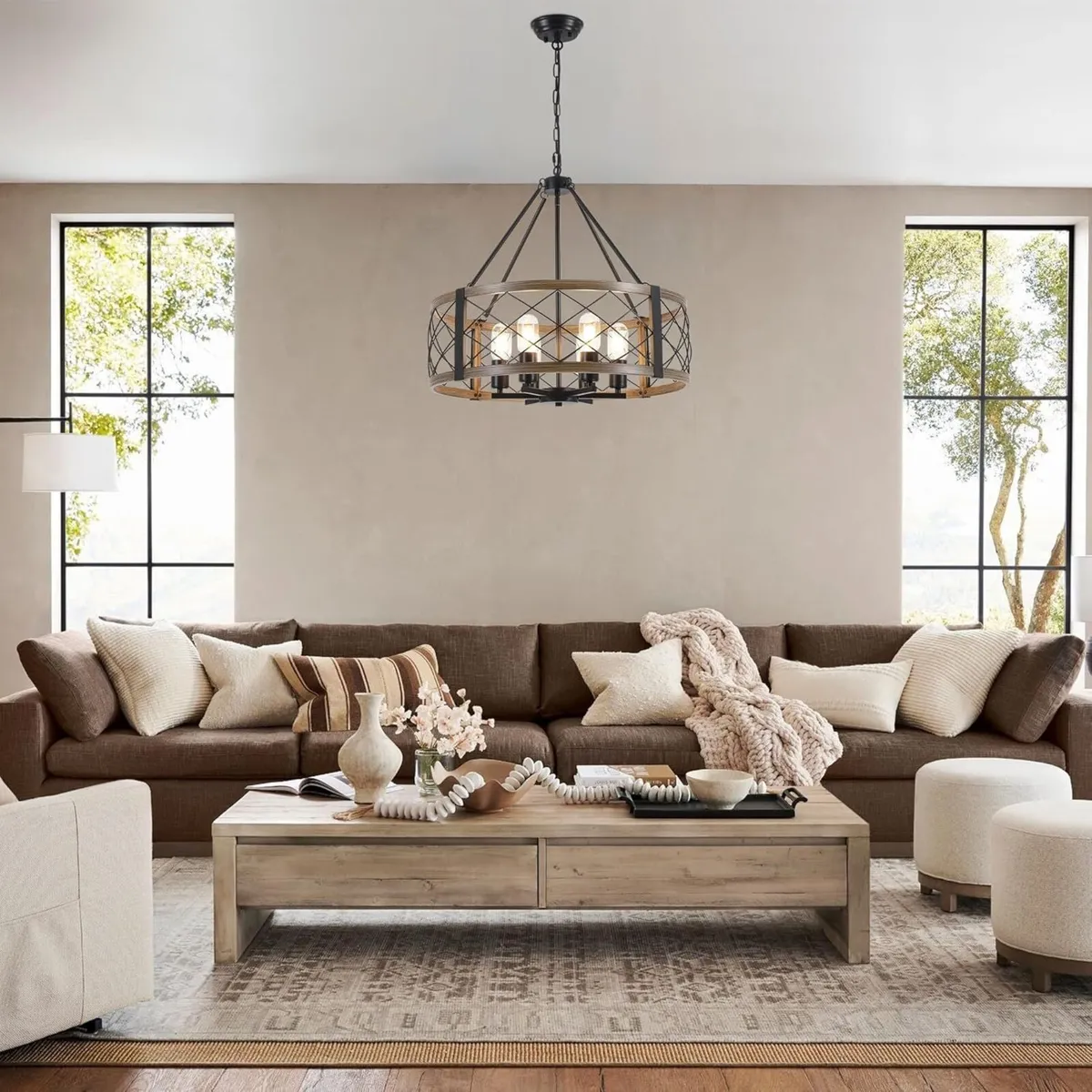 6 Lights Rustic Chandeliers Ceiling Light Living - Image 2