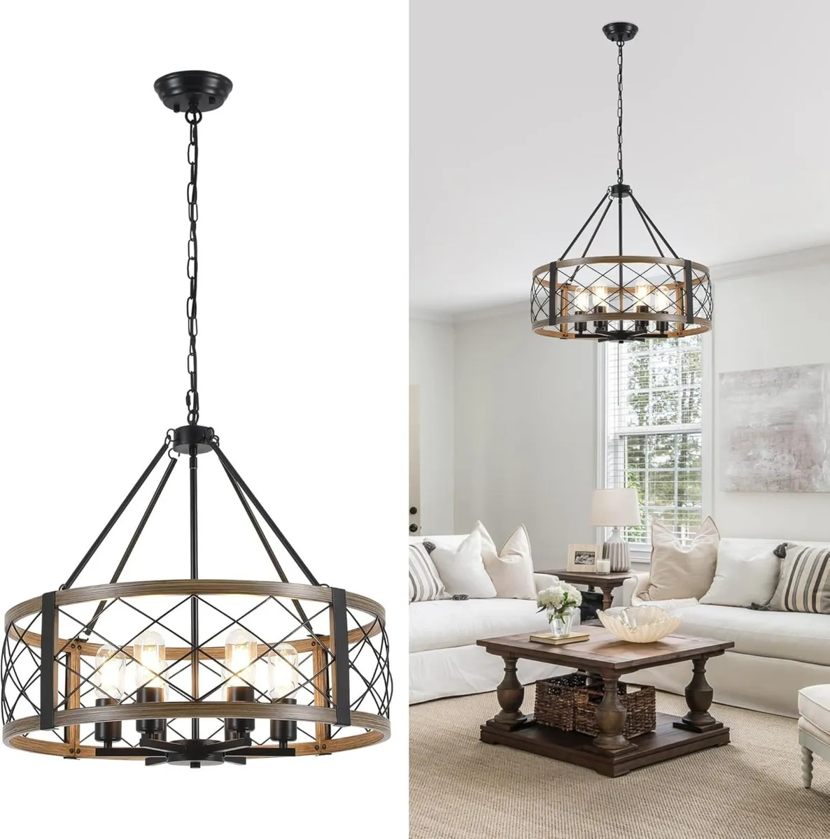 6 Lights Rustic Chandeliers Ceiling Light Living - Image 1