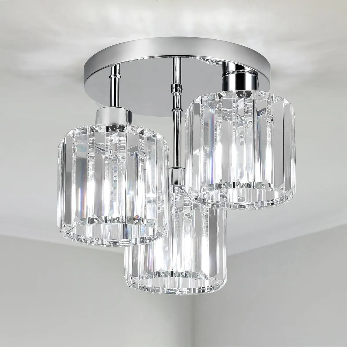 Ceiling Light 3 Lights Modern Shade Crystal - Image 1