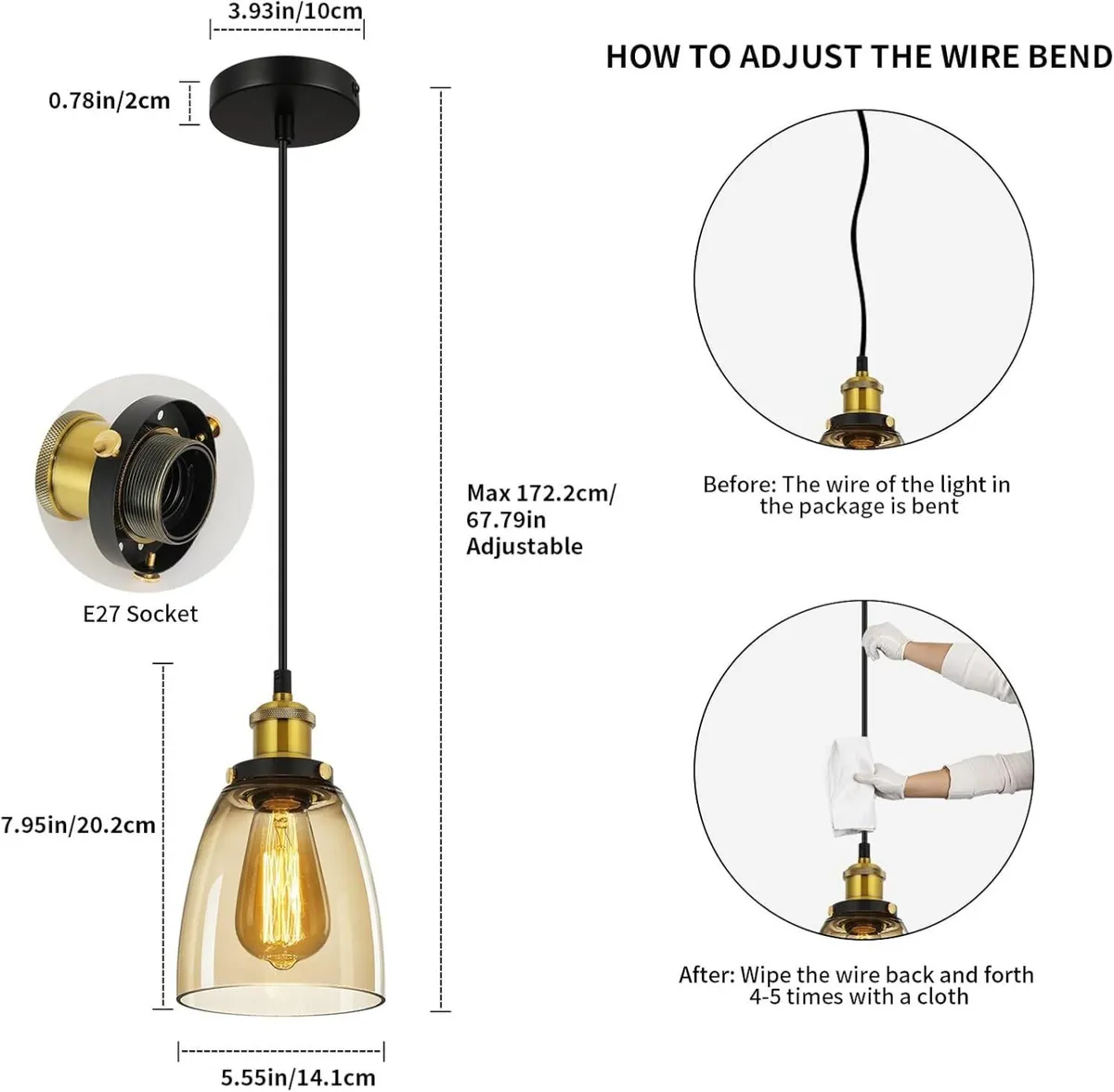 3PCS Vintage Glass Pendant Lights - Lighting - Image 4