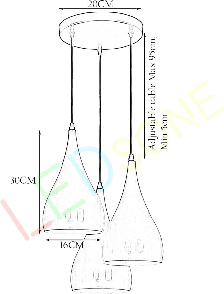 Triple Teardrop Pendant Light - Adjustable - Image 3