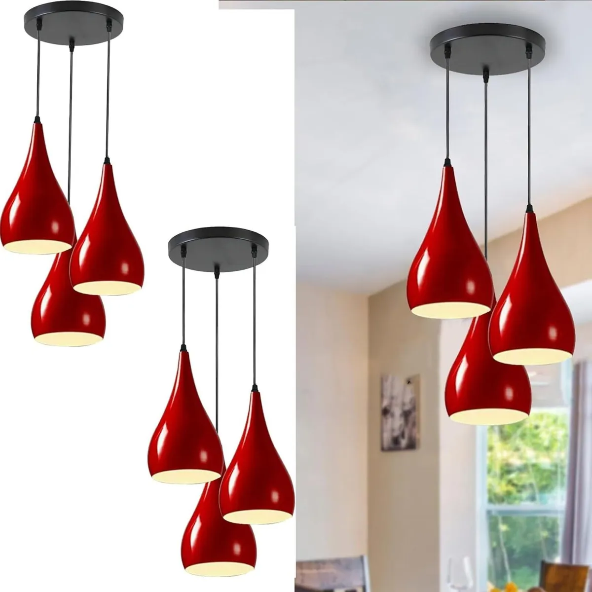 Triple Teardrop Pendant Light - Adjustable - Image 1