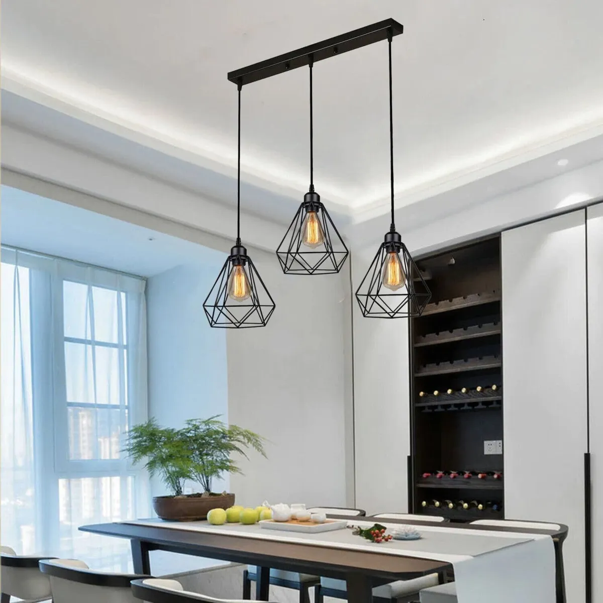 Modern Rectangle 3 Way Ceiling Pendant Cluster - Image 1