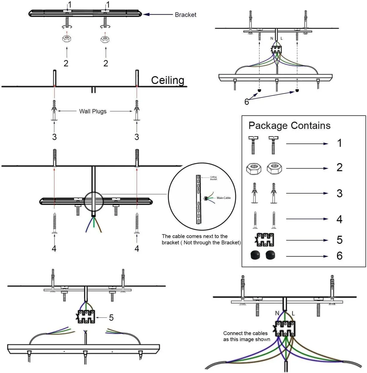 Modern Rectangle 3 Way Ceiling Pendant Cluster - Image 2