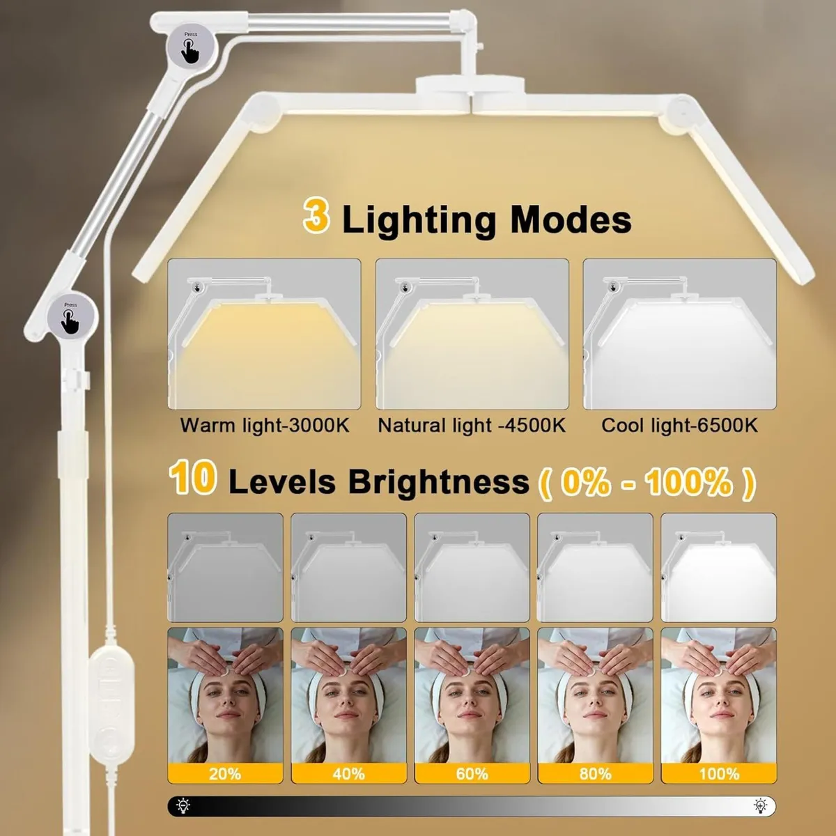 3-Segment Foldable Lash Lamp: Light with Rolling - Image 3