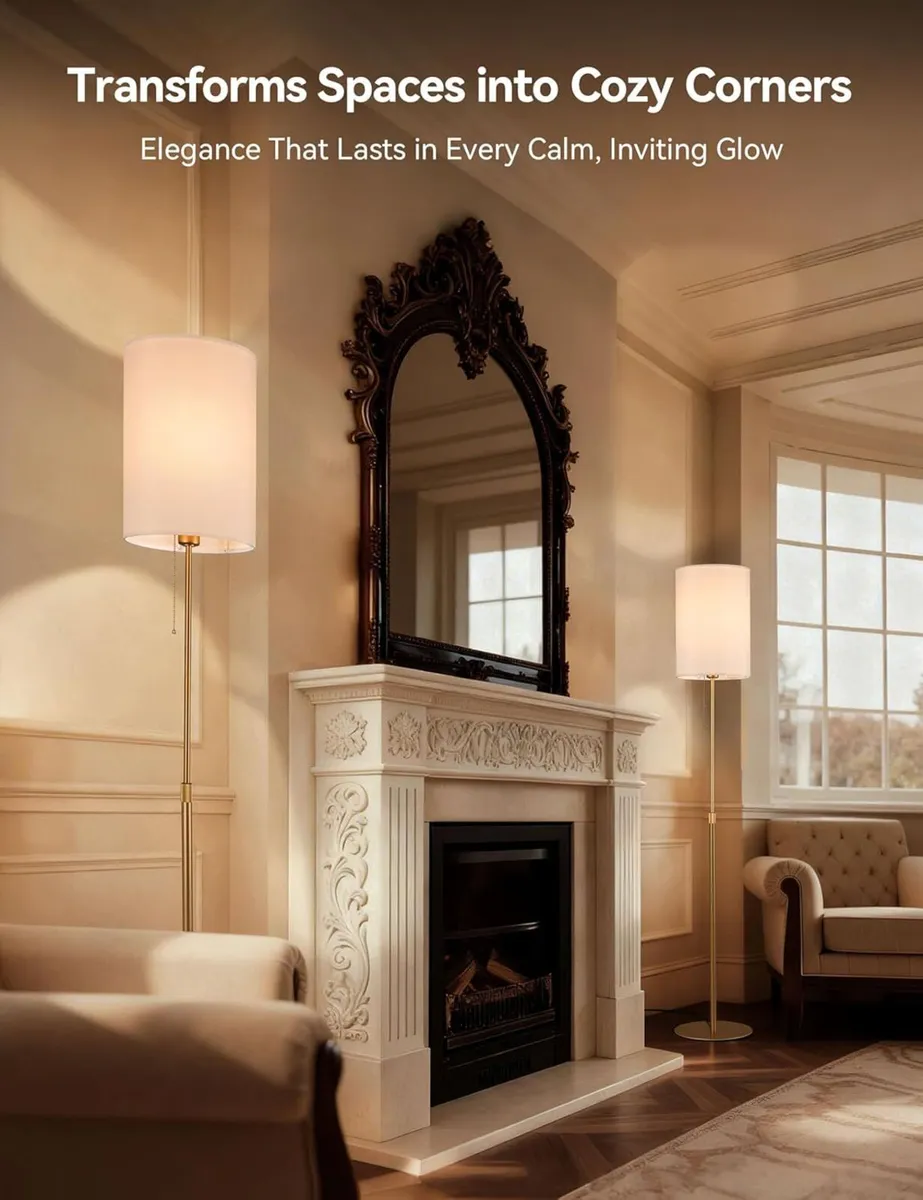 Gold Floor Lamp Height Adjustable Pull Chain - Image 3