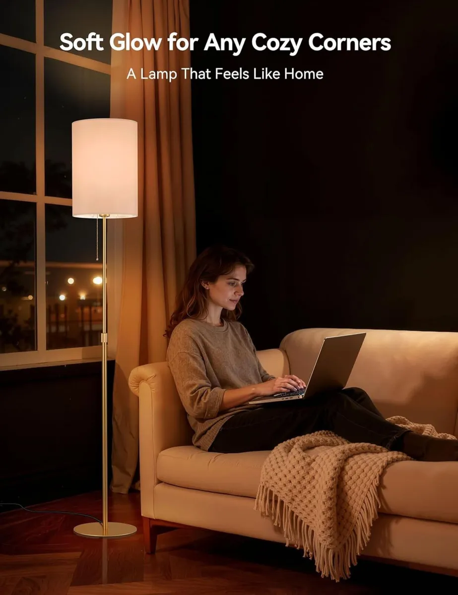 Gold Floor Lamp Height Adjustable Pull Chain - Image 4