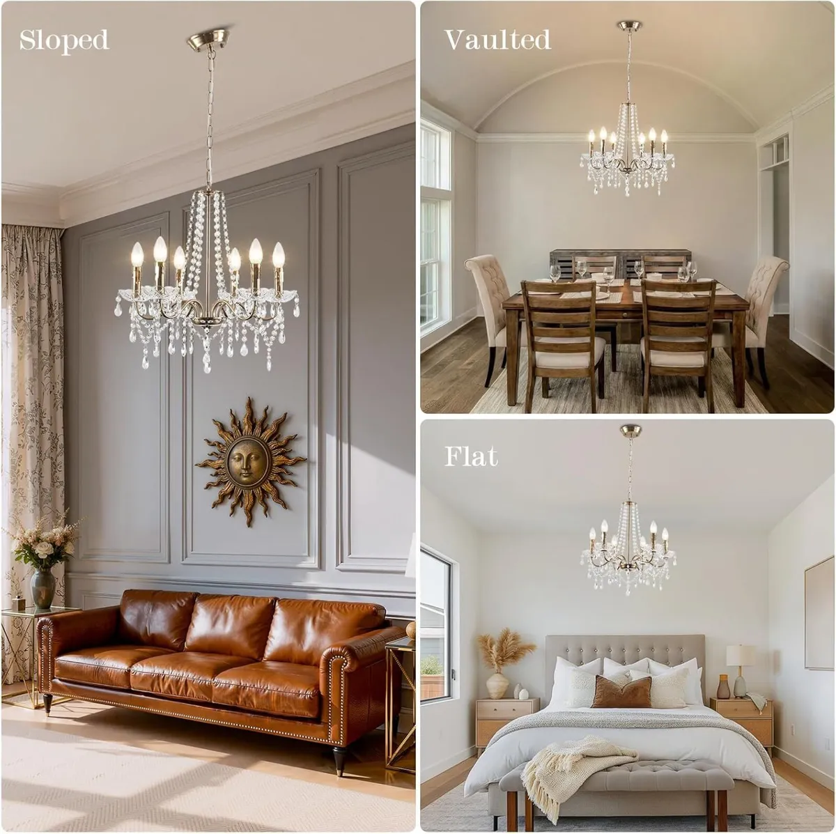 Gold Chandeliers Ceiling Lights 6 Modern Crystal - Image 3