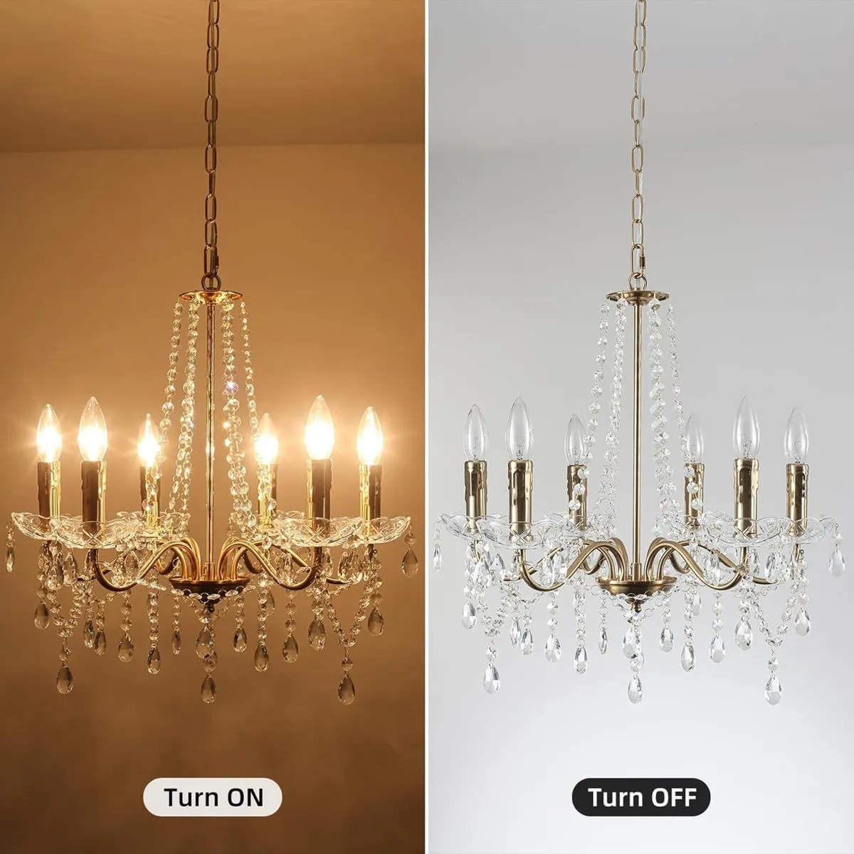 Gold Chandeliers Ceiling Lights 6 Modern Crystal - Image 4