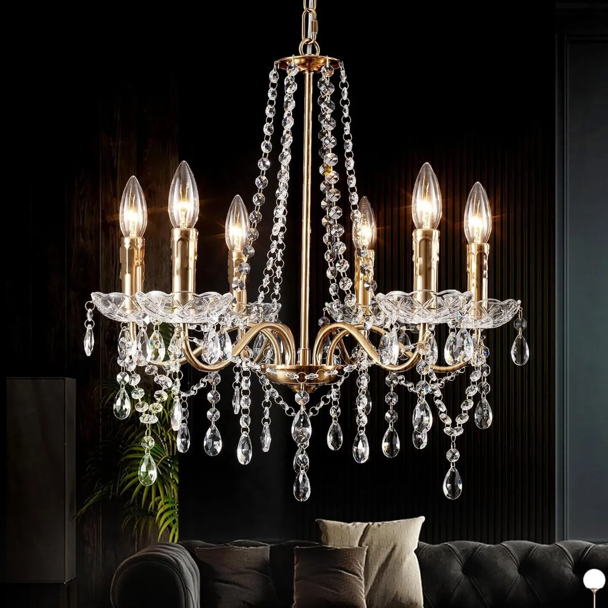 Gold Chandeliers Ceiling Lights 6 Modern Crystal - Image 1
