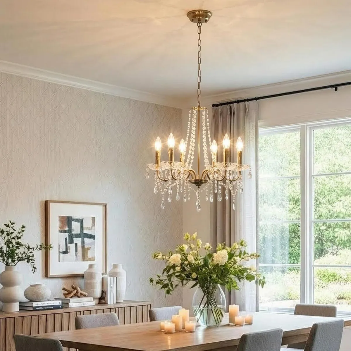 Gold Chandeliers Ceiling Lights 6 Modern Crystal - Image 2