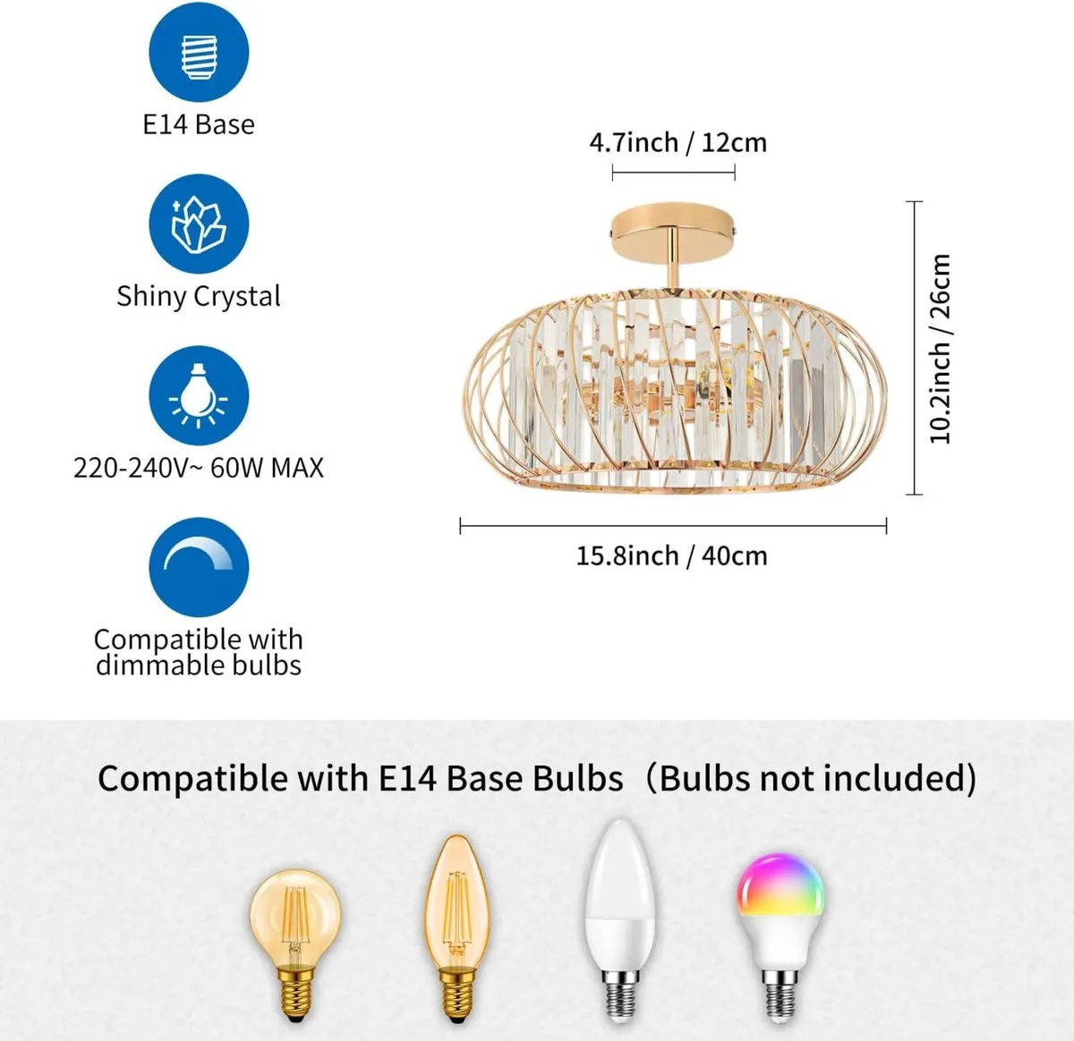 Gold Chandelier Light Shade Ceiling Lights Living - Image 3