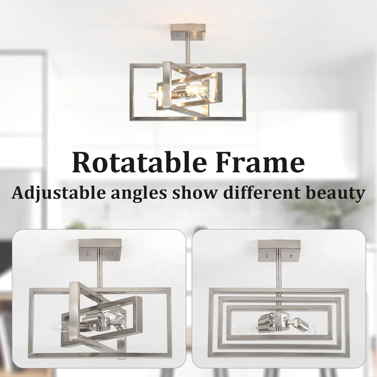 Brushed Nickel Ceiling Light Living Room 3 Lights - Image 3