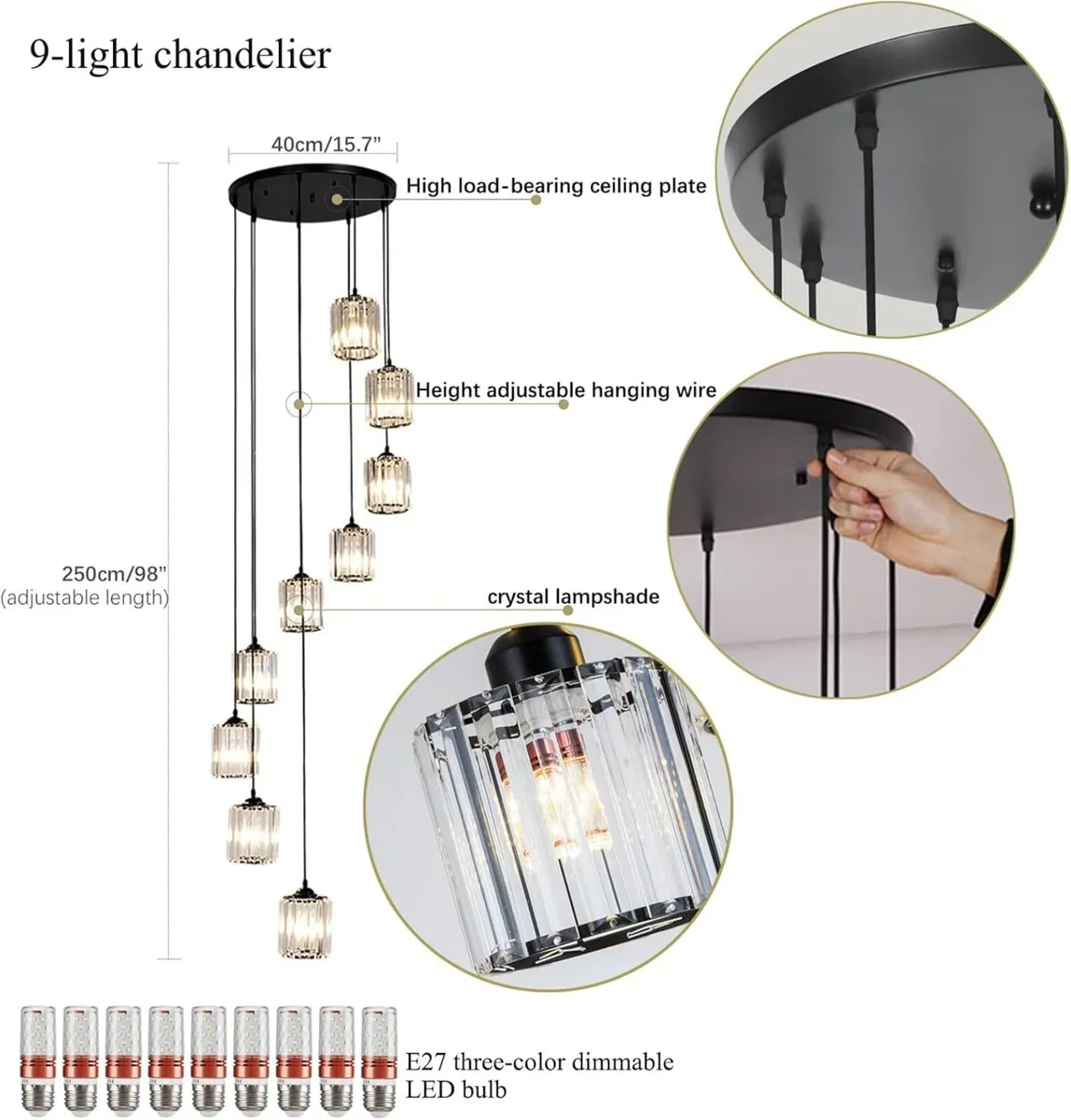 Long Chandeliers for High Ceilings Modern Crystal - Image 3