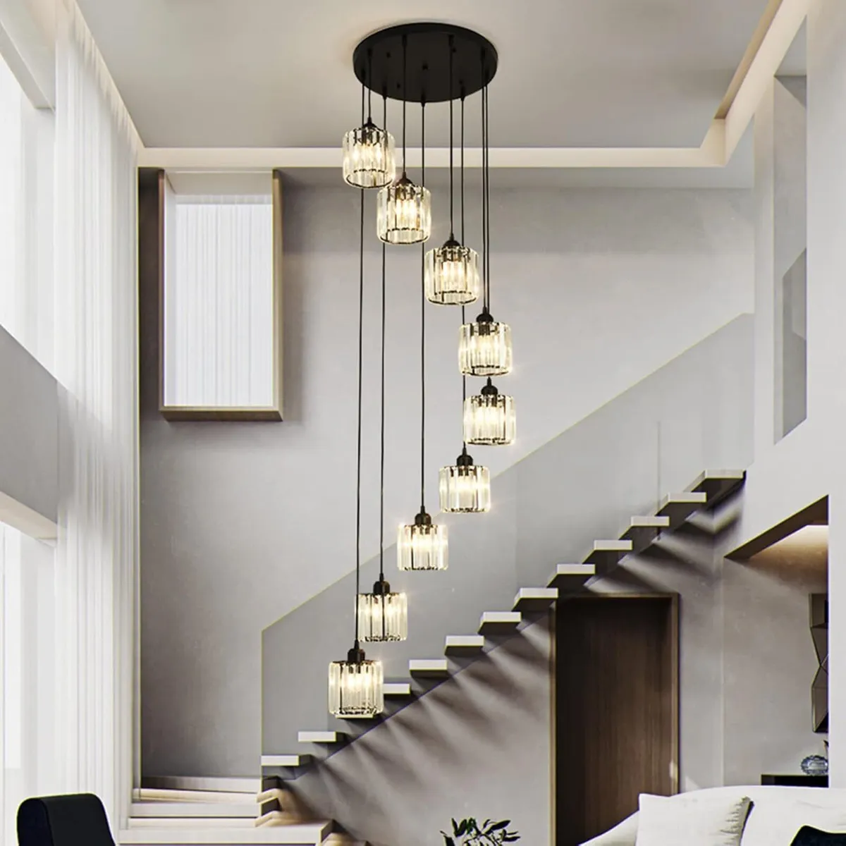 Long Chandeliers for High Ceilings Modern Crystal - Image 1