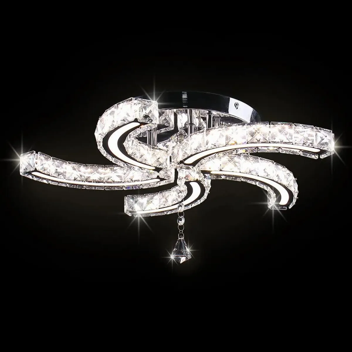 Contemporary Crystal Chandelier 5 Arms Stainless - Image 1