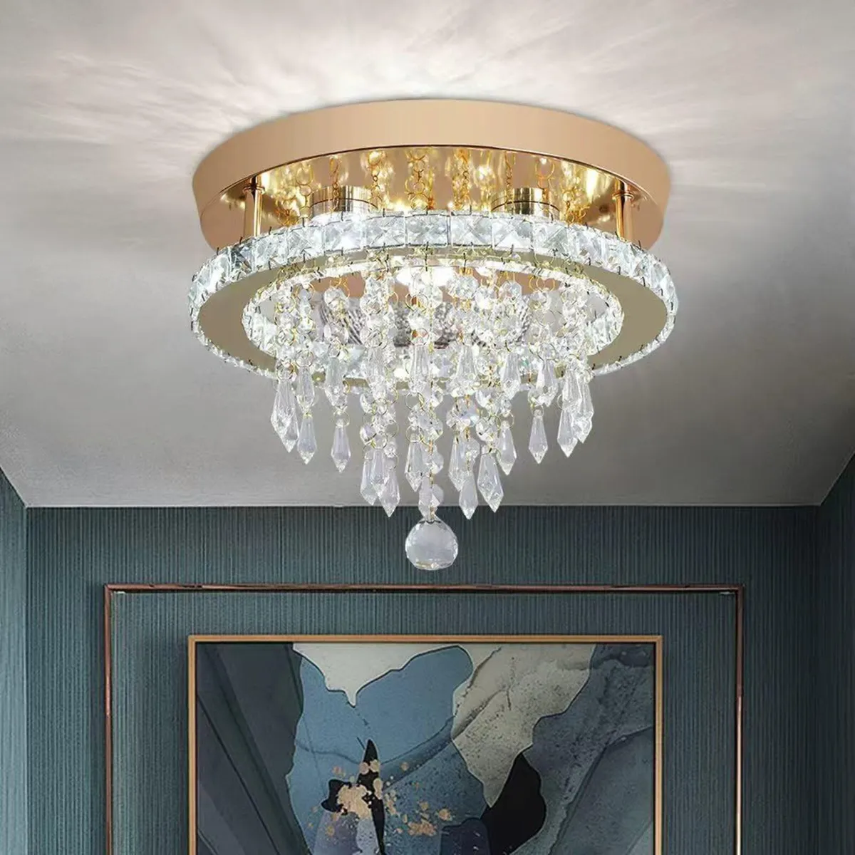 Modern Gold Crystal Chandelier LED Ceiling Light - Image 1