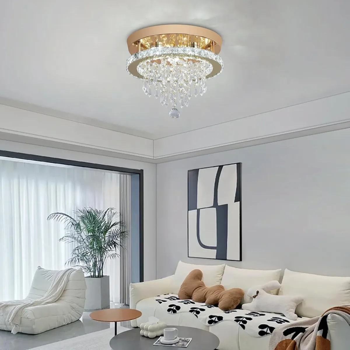 Modern Gold Crystal Chandelier LED Ceiling Light - Image 3