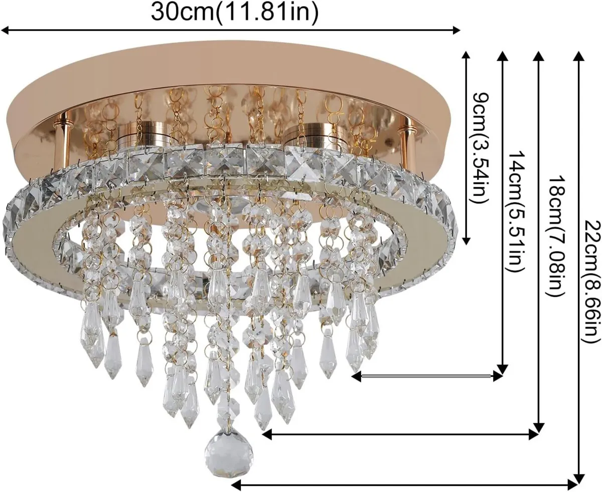 Modern Gold Crystal Chandelier LED Ceiling Light - Image 2