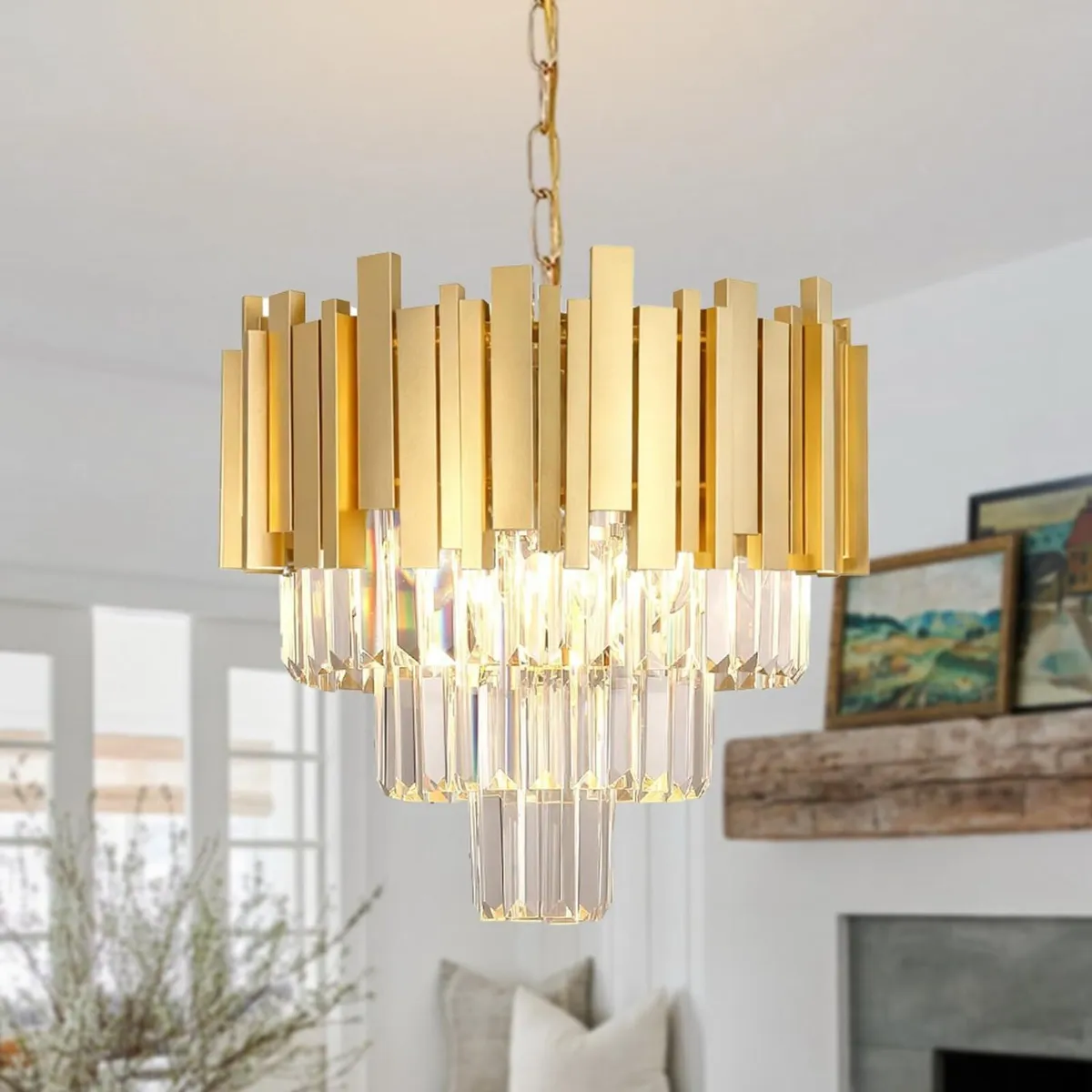Gold Crystal Chandeliers 40cm Modern Ceiling - Image 1
