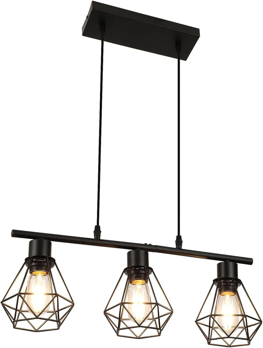 Pendant Lights 3 Industrial Metal Caged Ceiling - Image 1