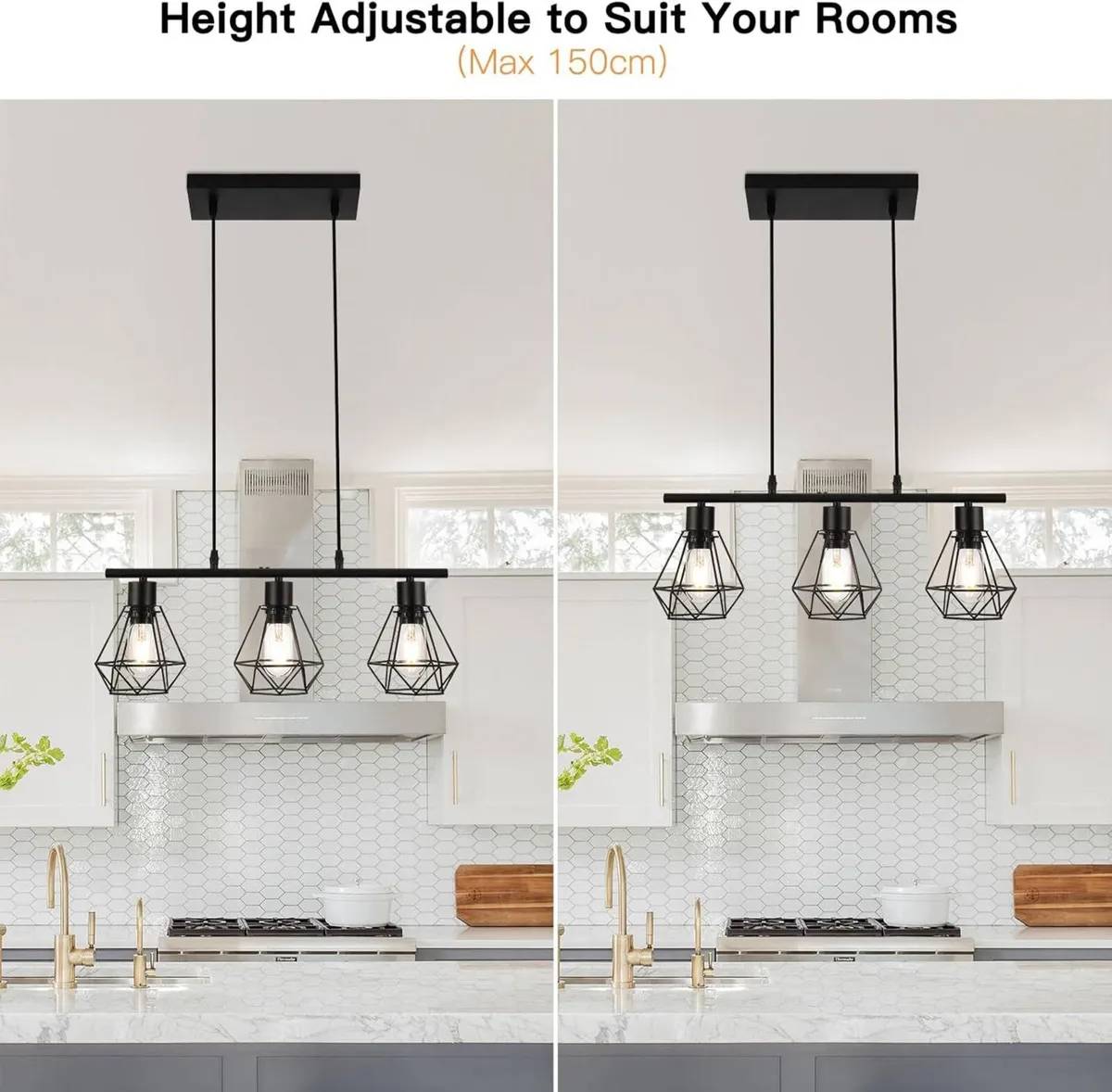 Pendant Lights 3 Industrial Metal Caged Ceiling - Image 2