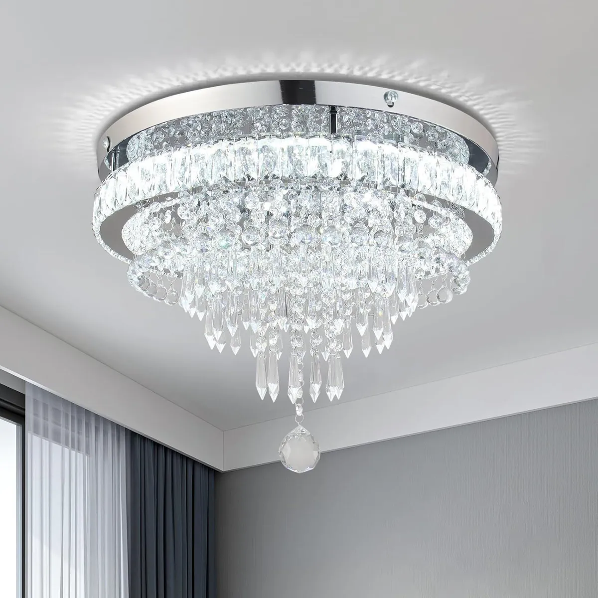 Modern Crystal Chandelier Light Flush Mount LED - Image 1