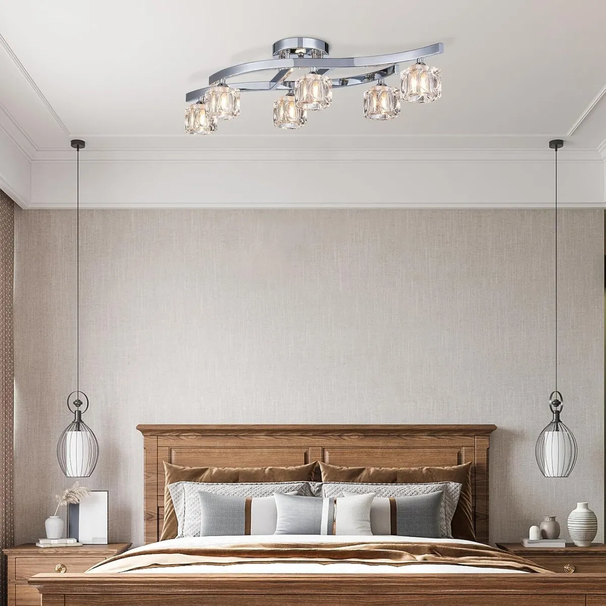 Modern Elegant Glass Crystal Ceiling Light - Image 2