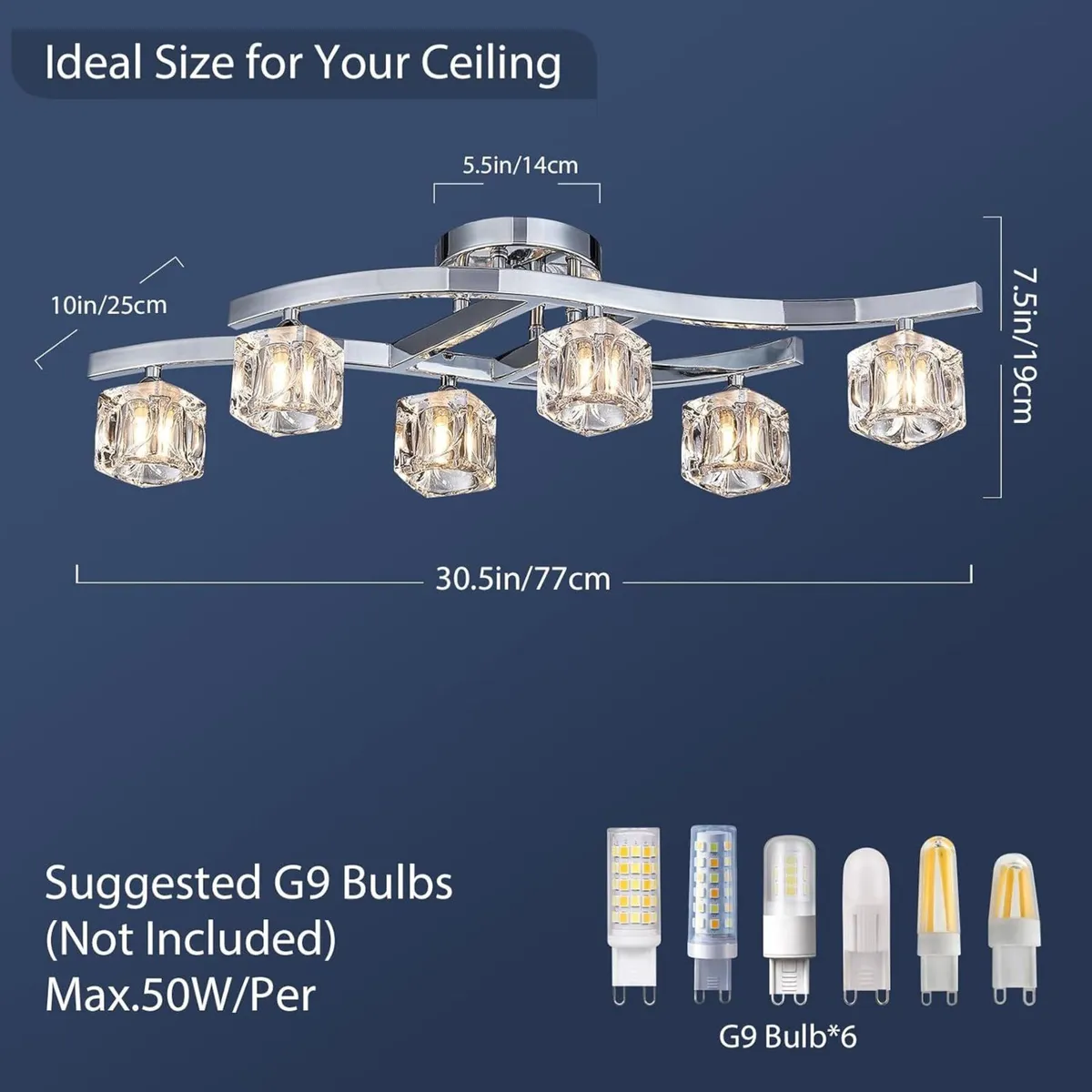Modern Elegant Glass Crystal Ceiling Light - Image 3