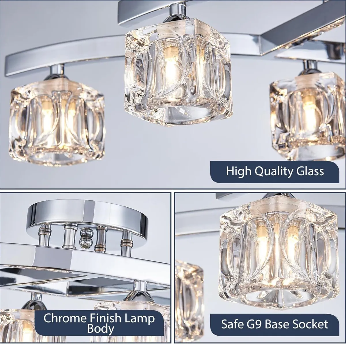 Modern Elegant Glass Crystal Ceiling Light - Image 4