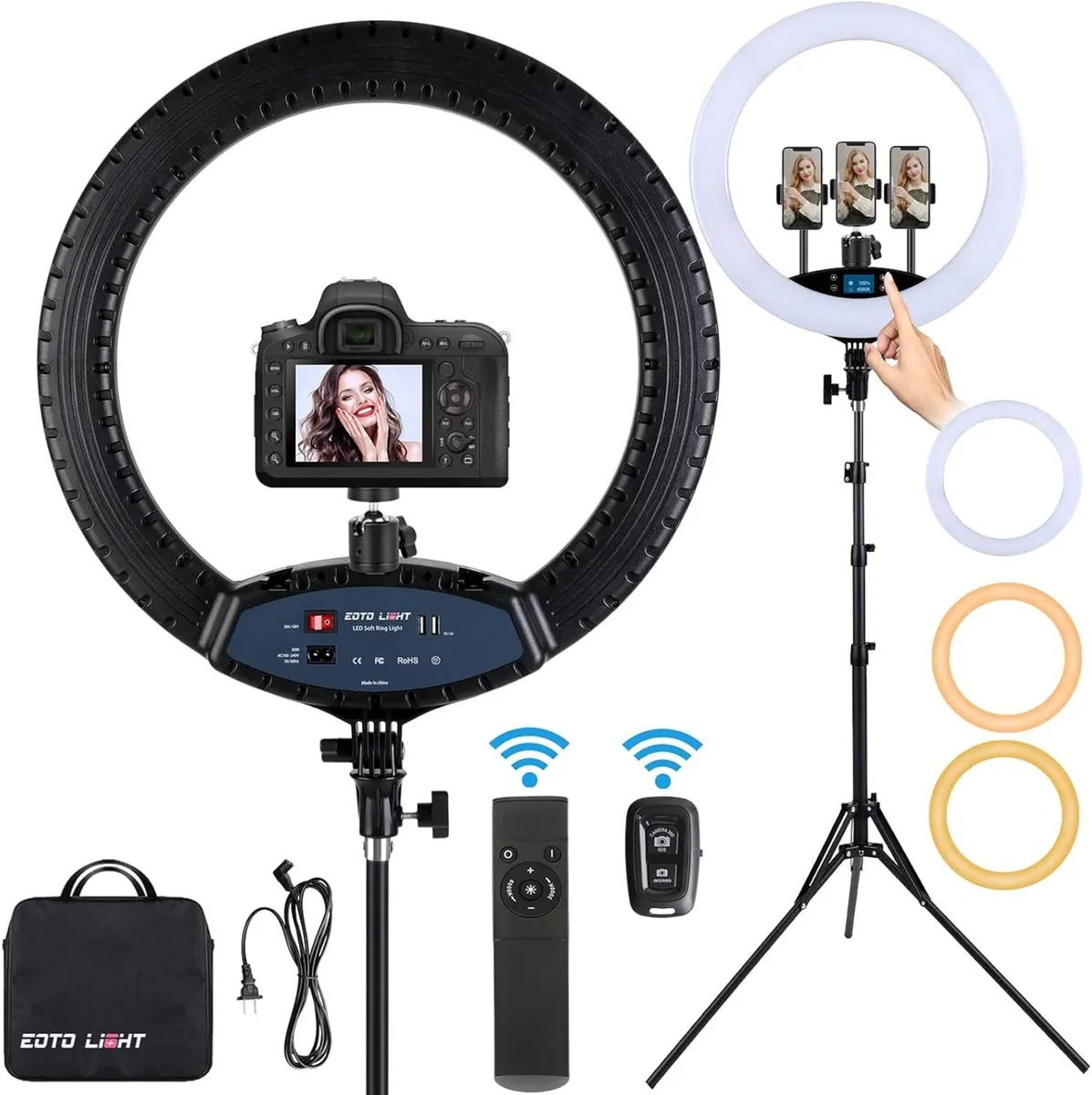 19 inch LED Ring Light with Tripod Stand LCD - Image 1