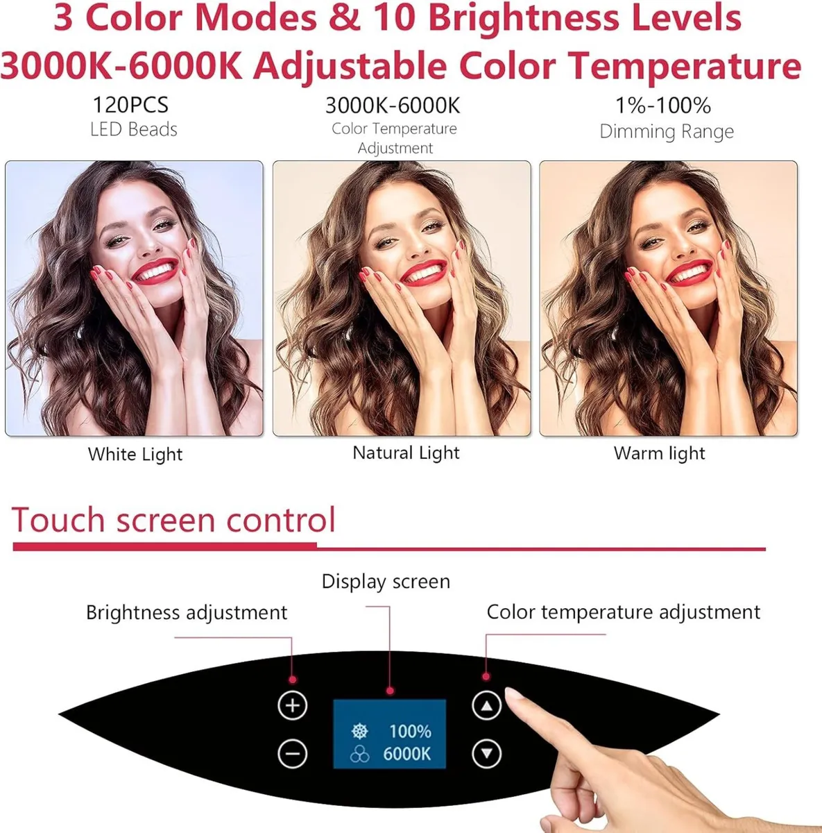 19 inch LED Ring Light with Tripod Stand LCD - Image 2