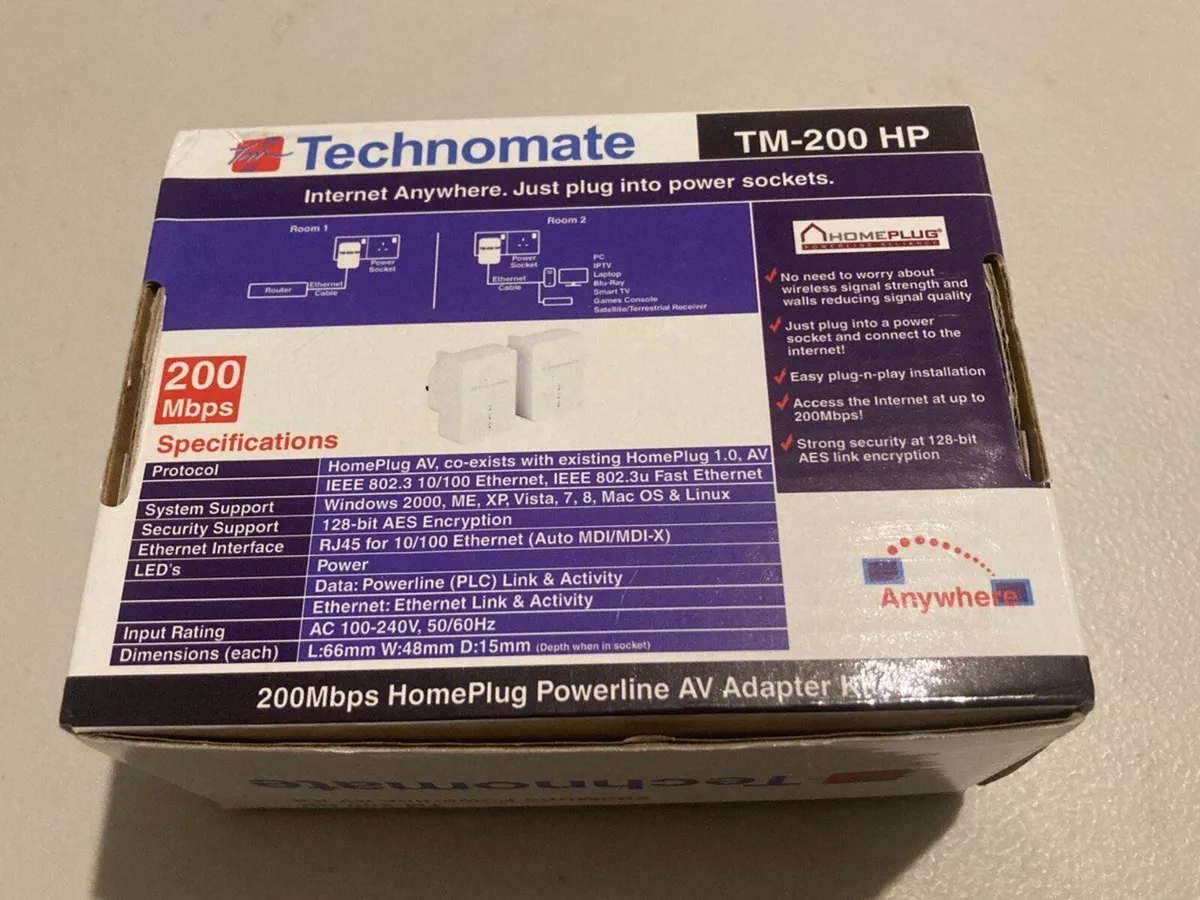 200 Mbps Homeplug powerline AV adapter kit - Image 1