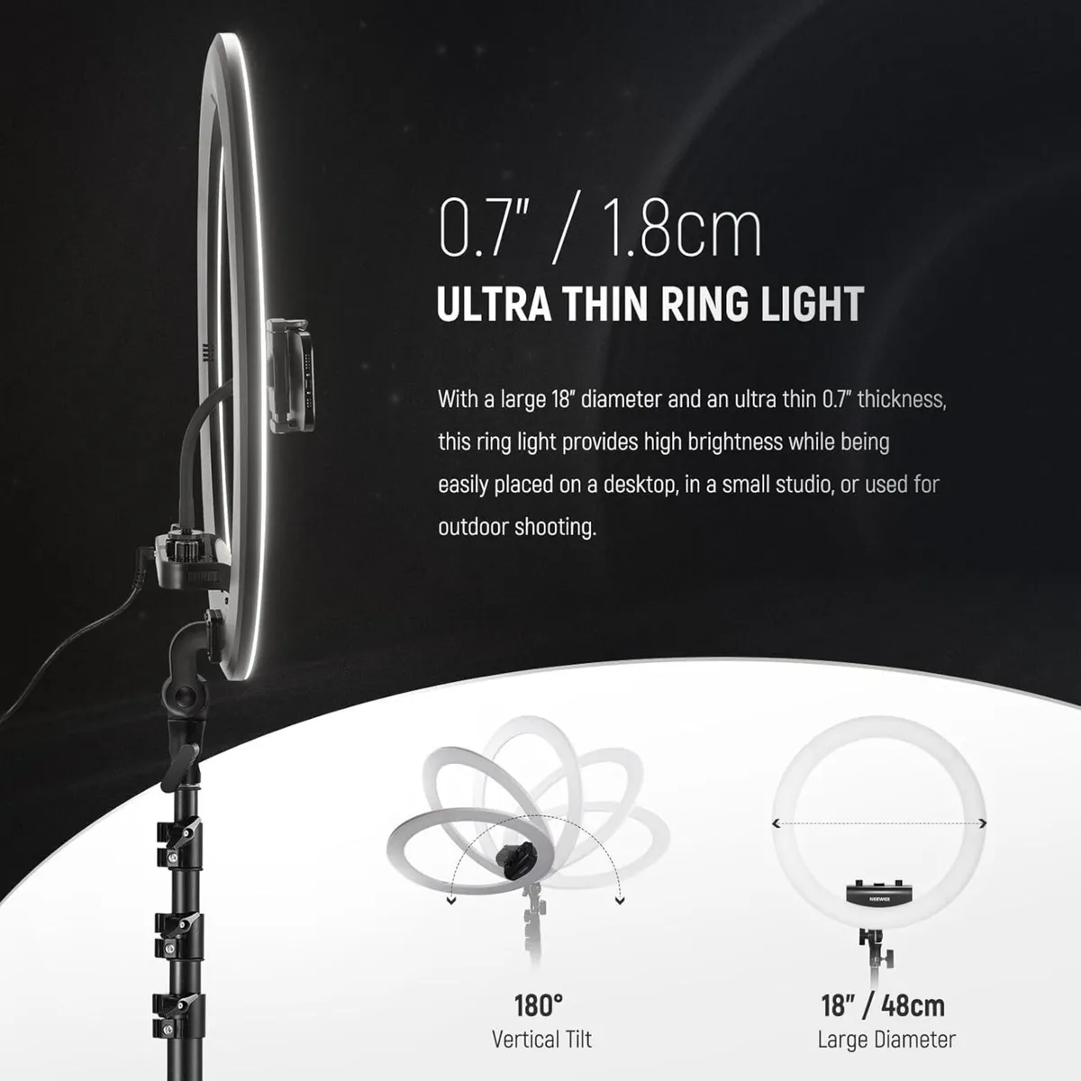Professional 18 Inch Ring Light with Tripod Stand - Image 2