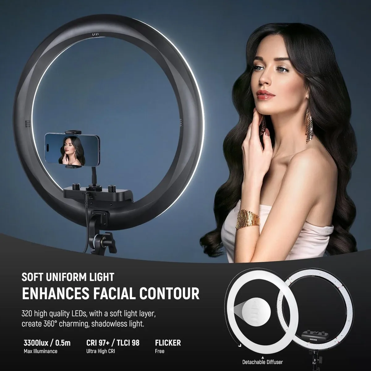 Professional 18 Inch Ring Light with Tripod Stand - Image 3