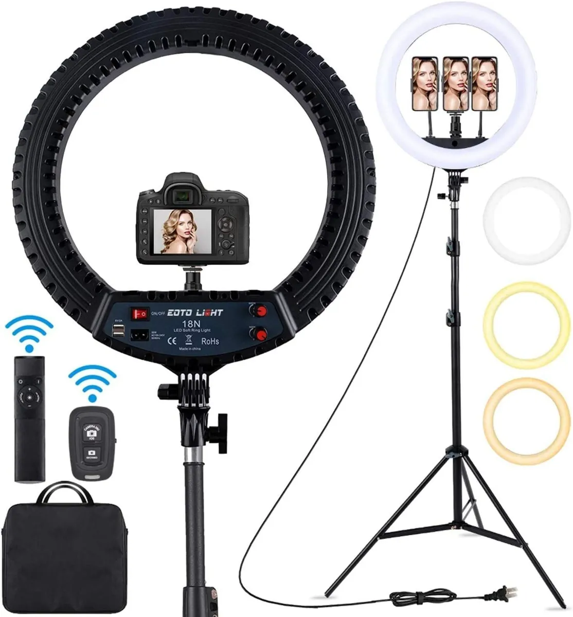 18 inch LED Ring Light with Tripod Stand Dimmable - Image 1