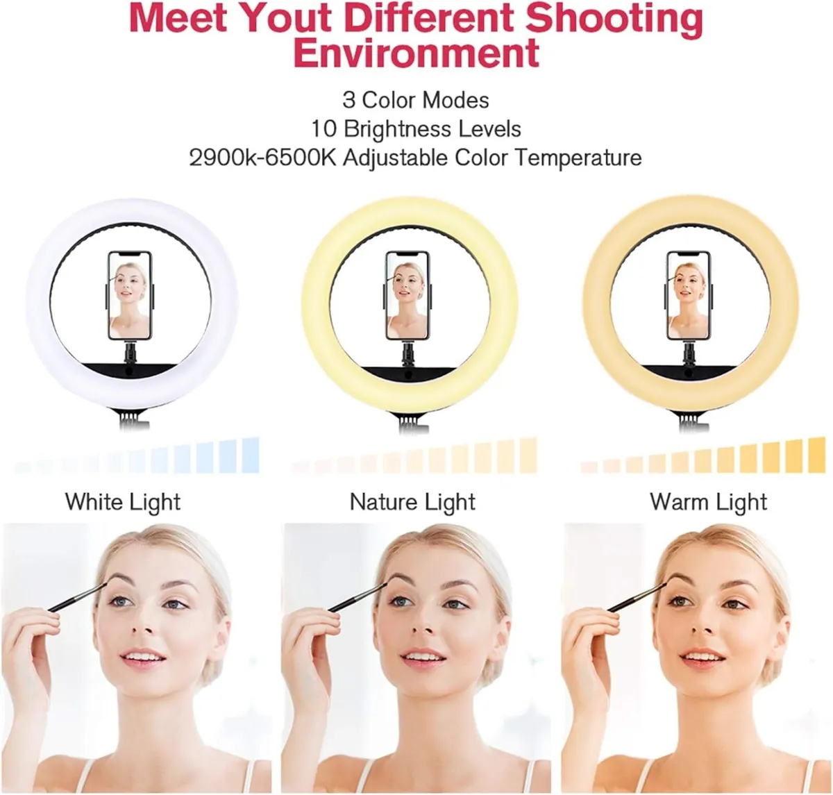 18 inch LED Ring Light with Tripod Stand Dimmable - Image 2