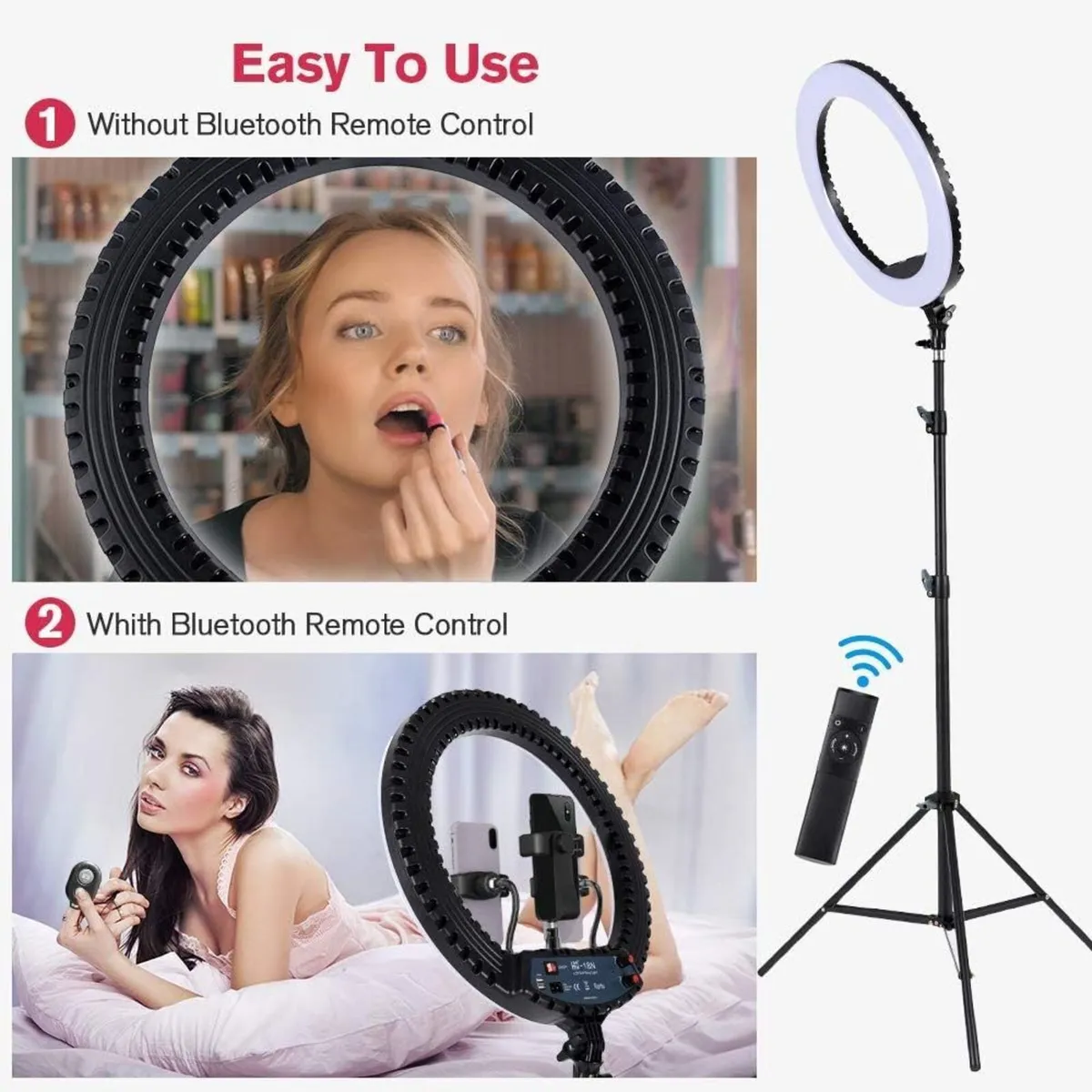 18 inch LED Ring Light with Tripod Stand Dimmable - Image 3