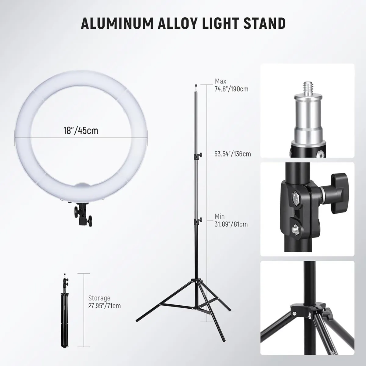 18 Inch/45cm LED Ring Light with Tripod Stand - Image 4