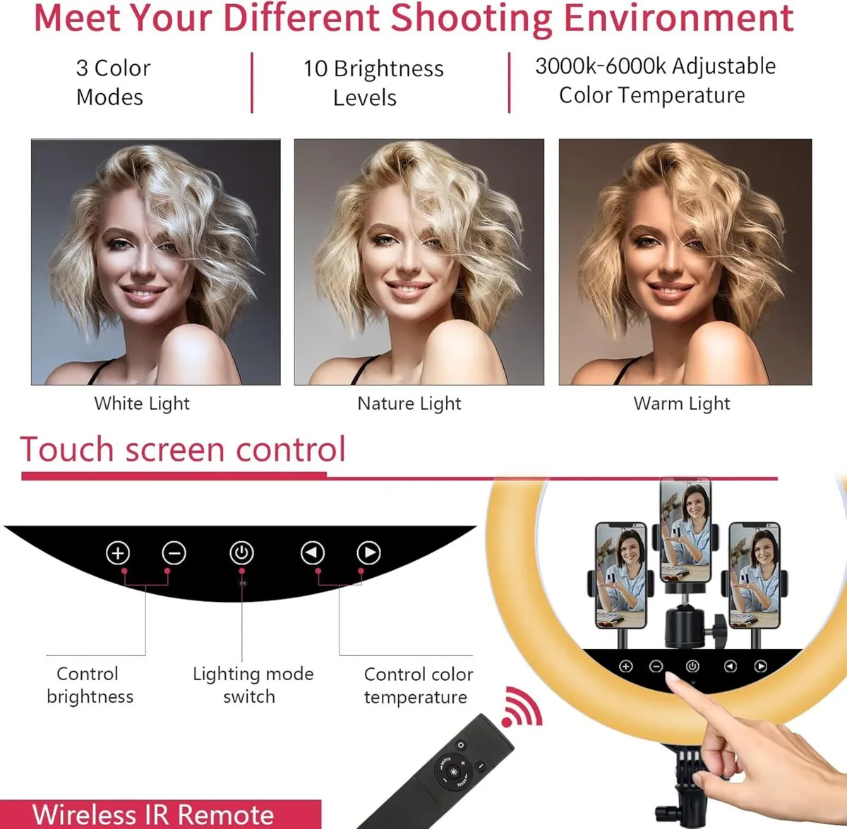 Upgraded 18 inch LED Ring Light with Tripod Stand - Image 2