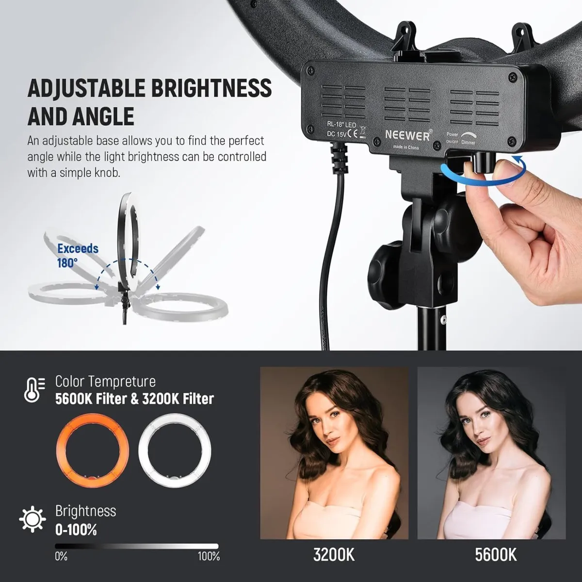 Ring Light Kit: 18/45cm Outer 55W 5600K Dimmable - Image 3