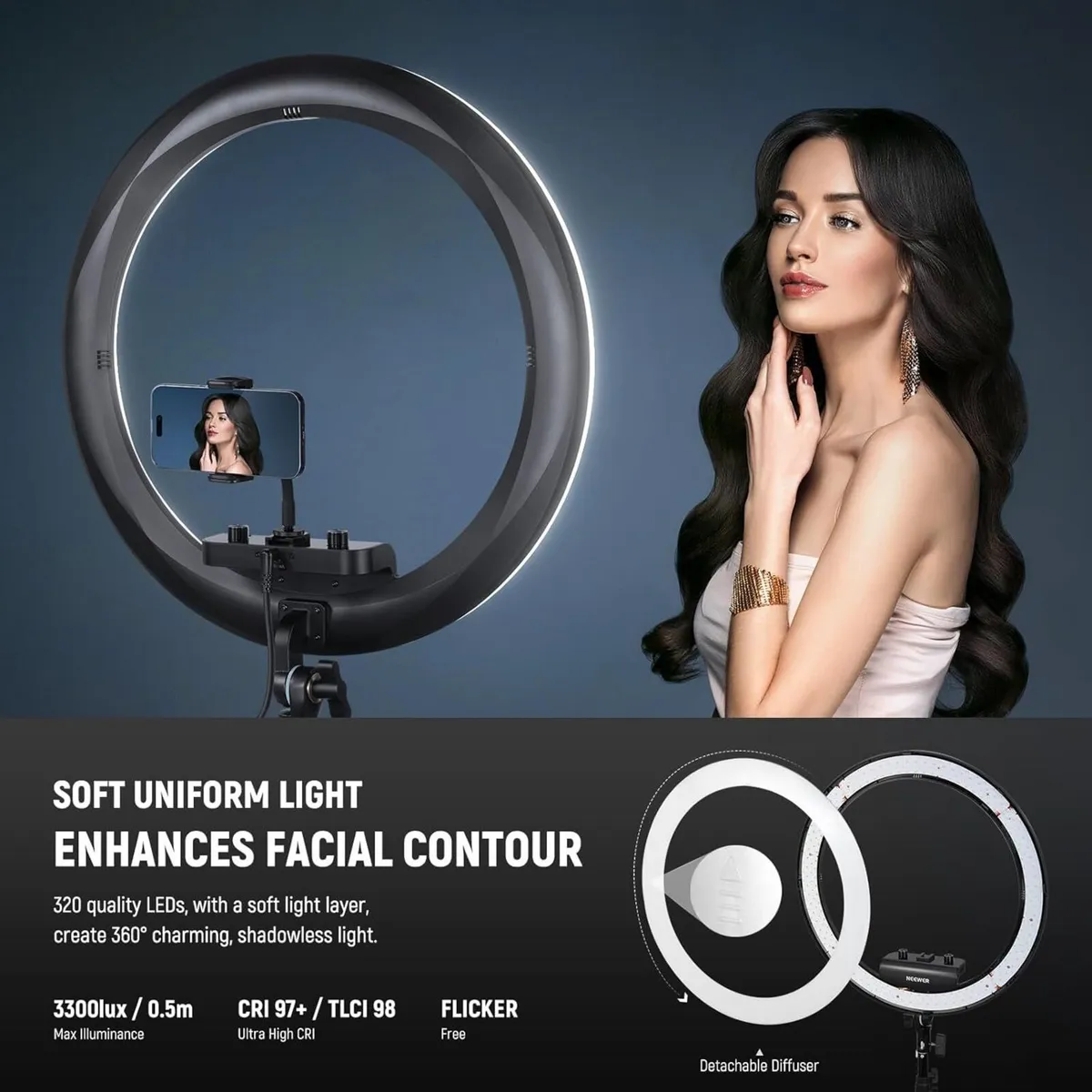 RP18B Pro Ring Light 18 with Tripod Stand and - Image 3