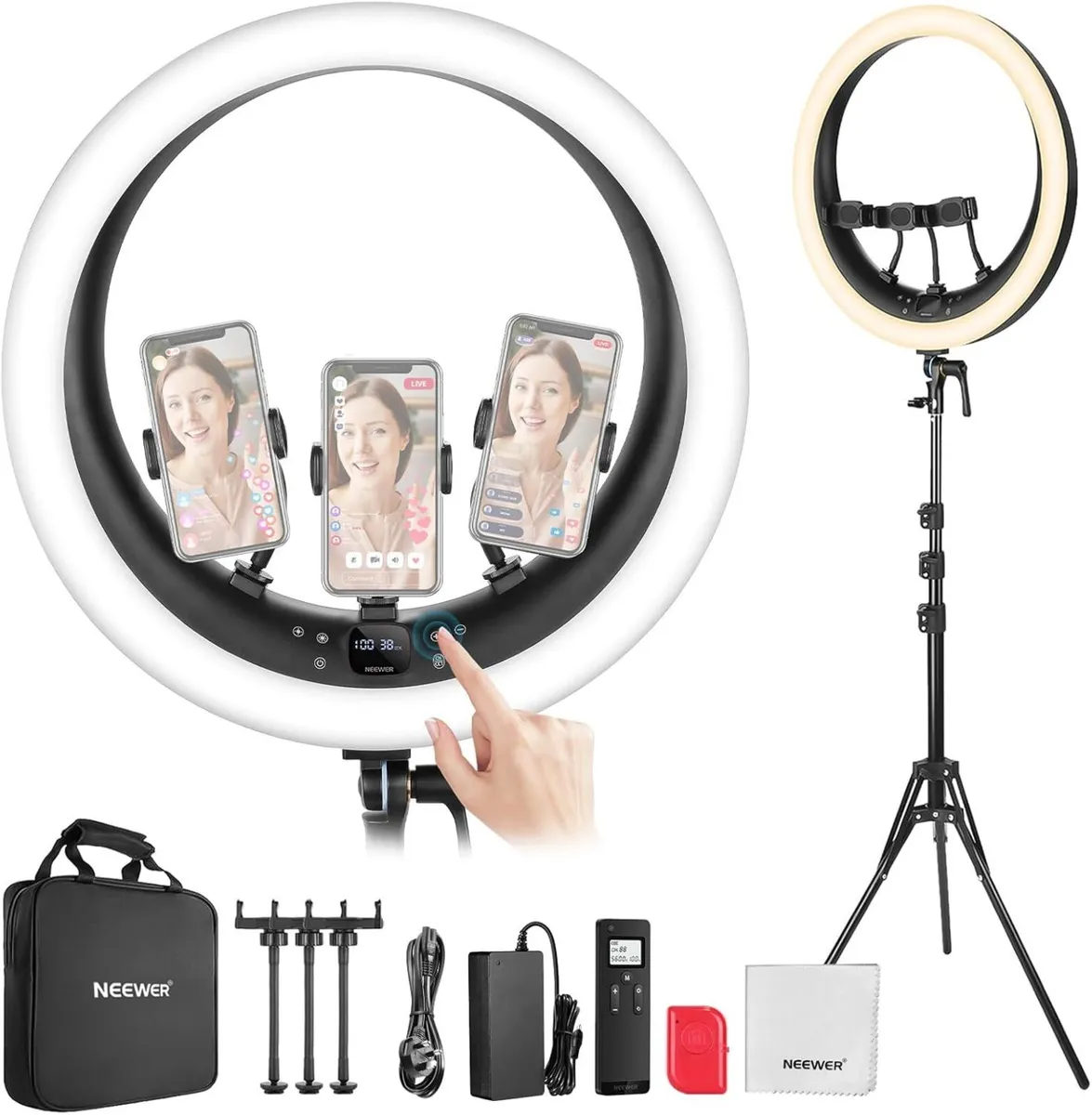 RP19H 19 Ring Light with Tripod Stand/3 Phone - Image 1