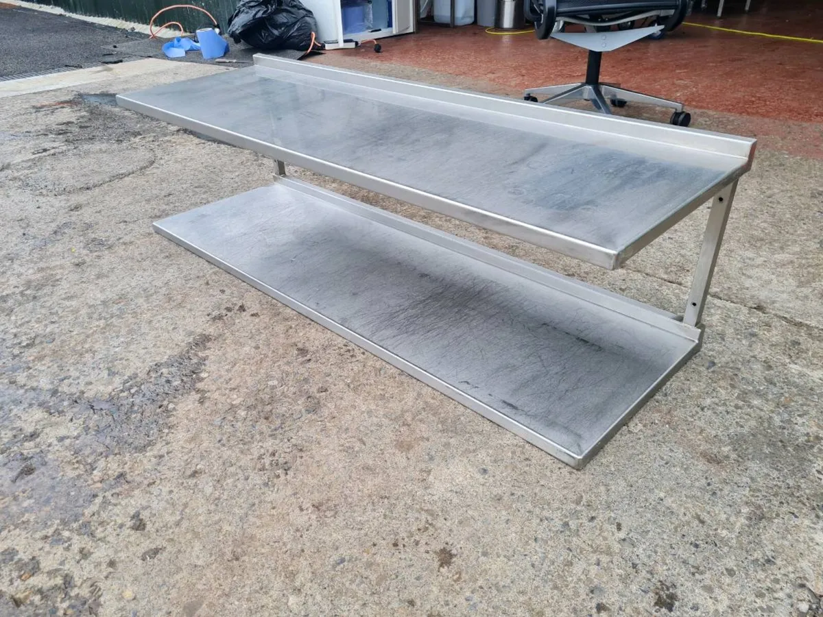 Stainless steel tables and shelf - Image 1