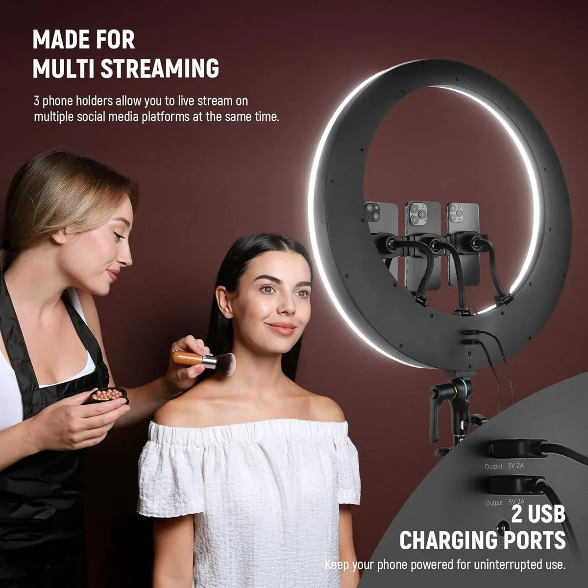 RP19H 19 Ring Light with Tripod Stand/3 Phone - Image 4