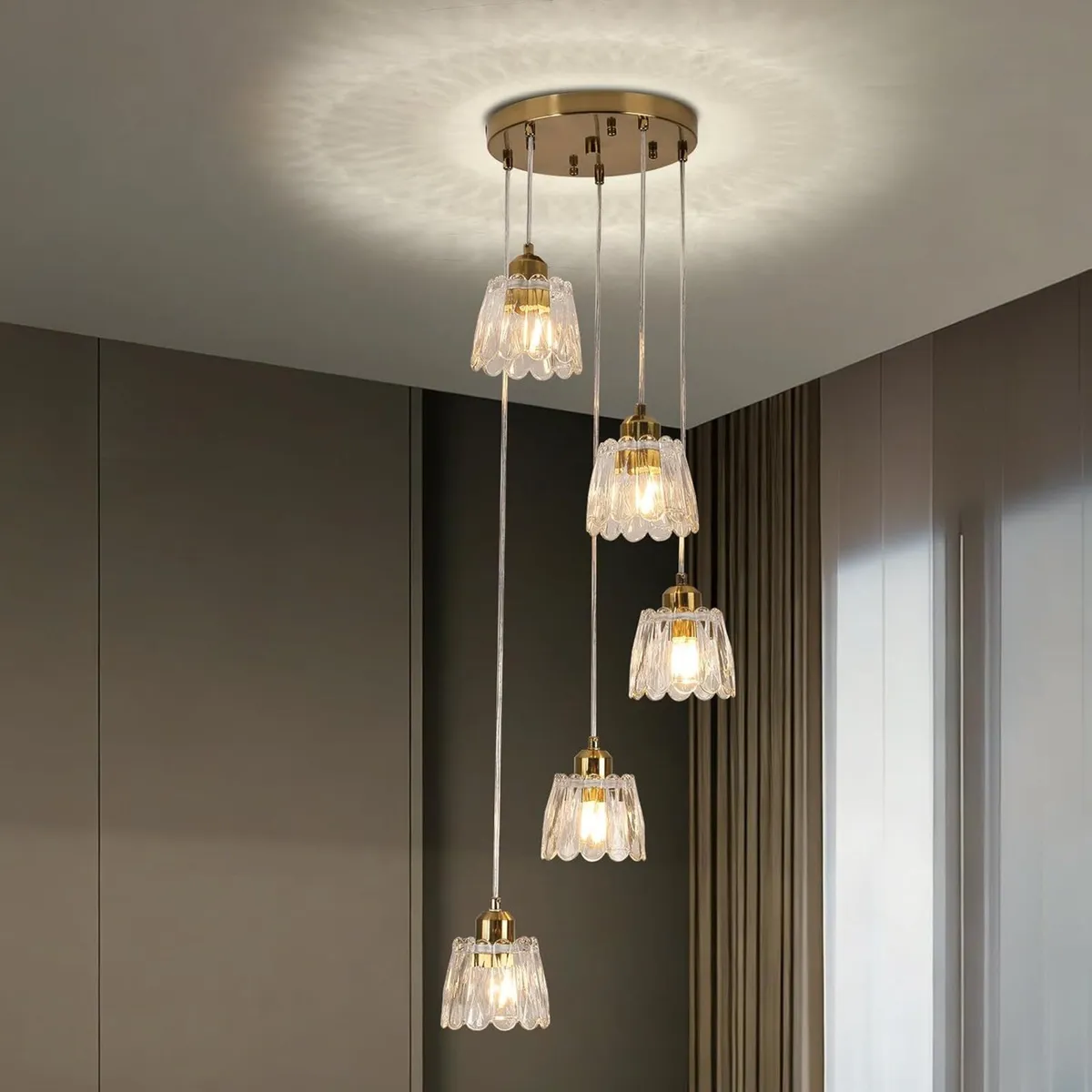 Long Chandeliers for High Ceilings 5 Light Drop - Image 1