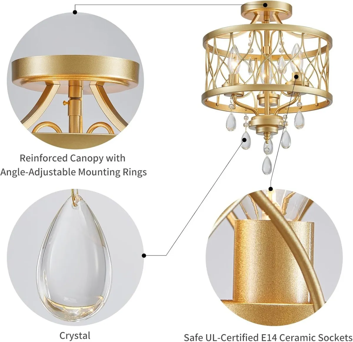Chandelier 3-Light Vintage Farmhouse Industrial - Image 3