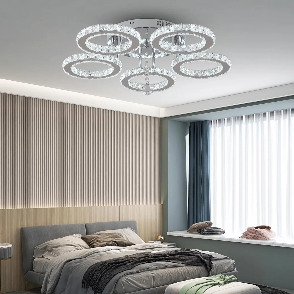 Modern Led Crystal Chandelier 5 Circle Rings - Image 1