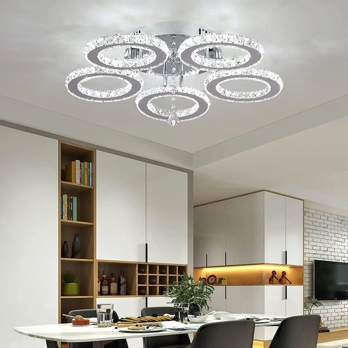 Modern Led Crystal Chandelier 5 Circle Rings - Image 3