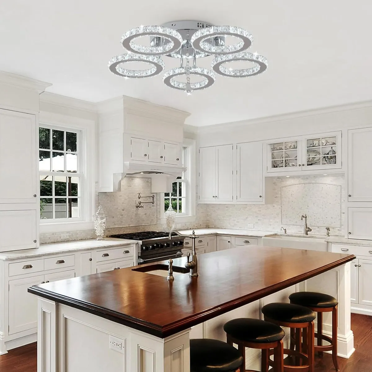 Modern Led Crystal Chandelier 5 Circle Rings - Image 4